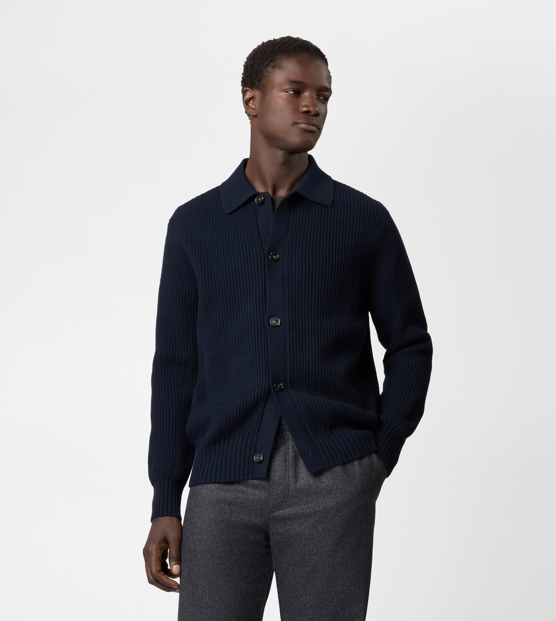CASHMERE BLEND CARDIGAN - BLUE - 2