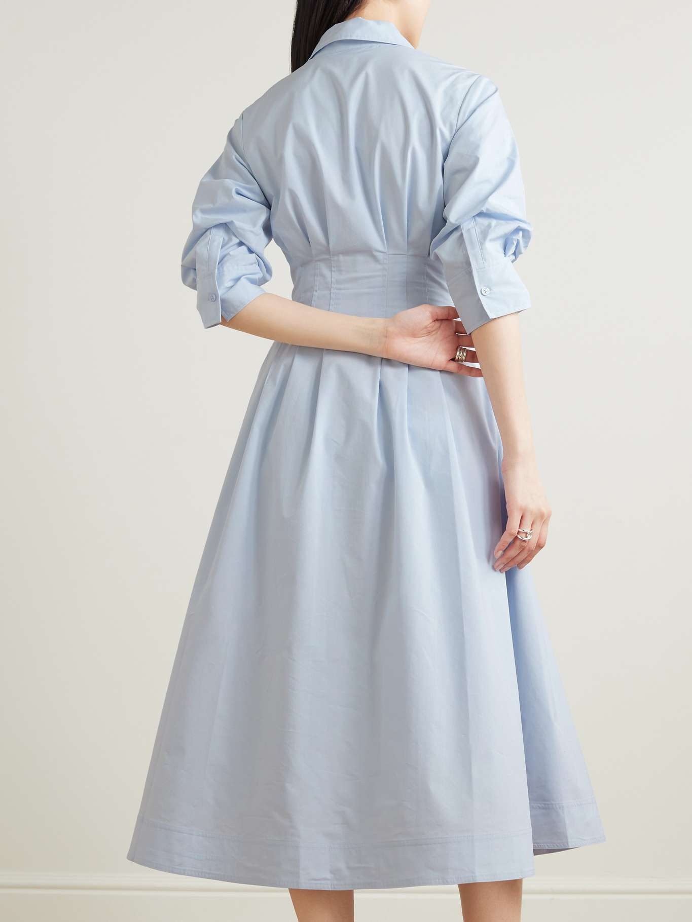 Jazz pleated cotton-blend poplin midi shirt dress - 6