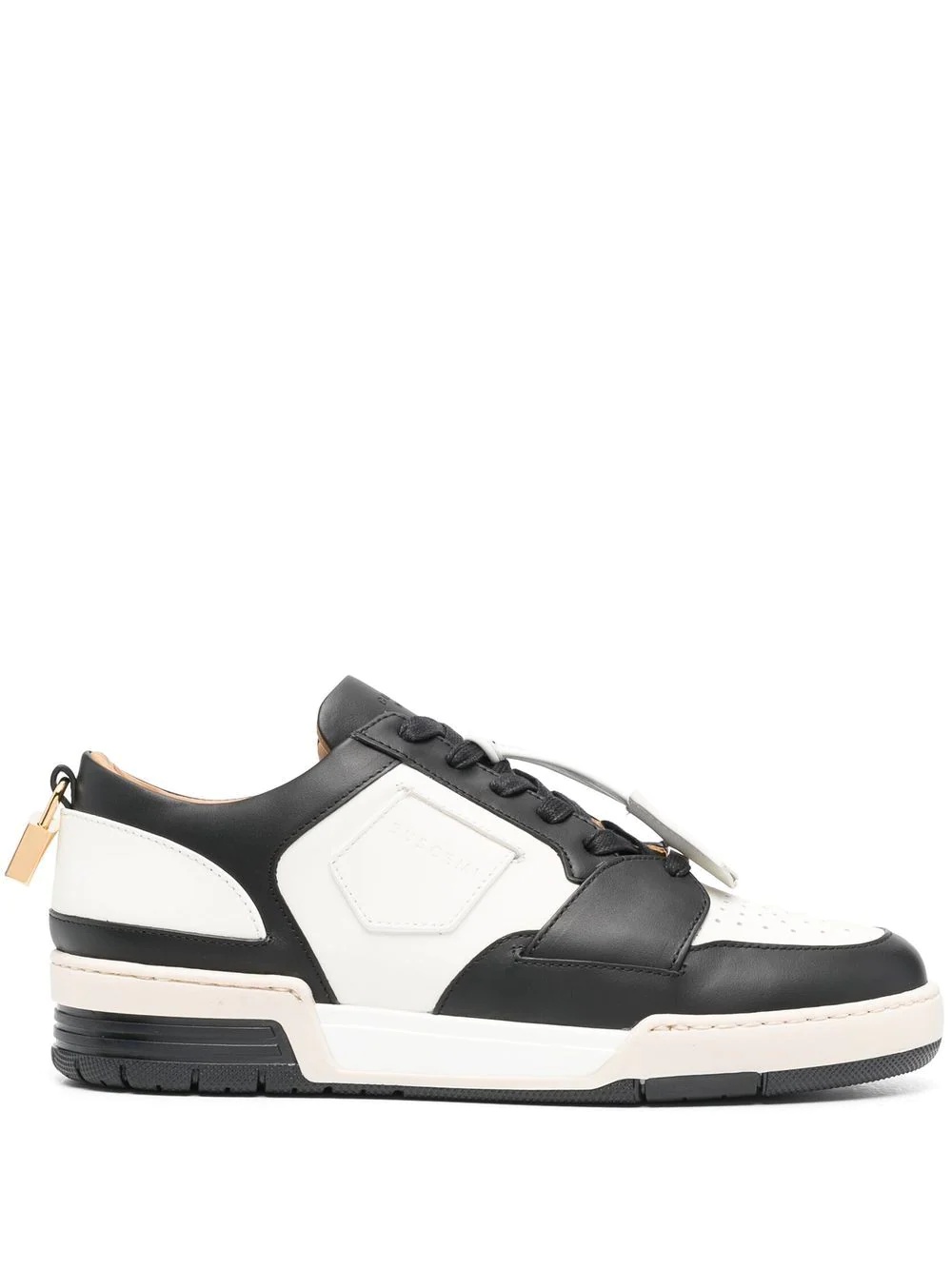 colour-block leather sneakers - 1