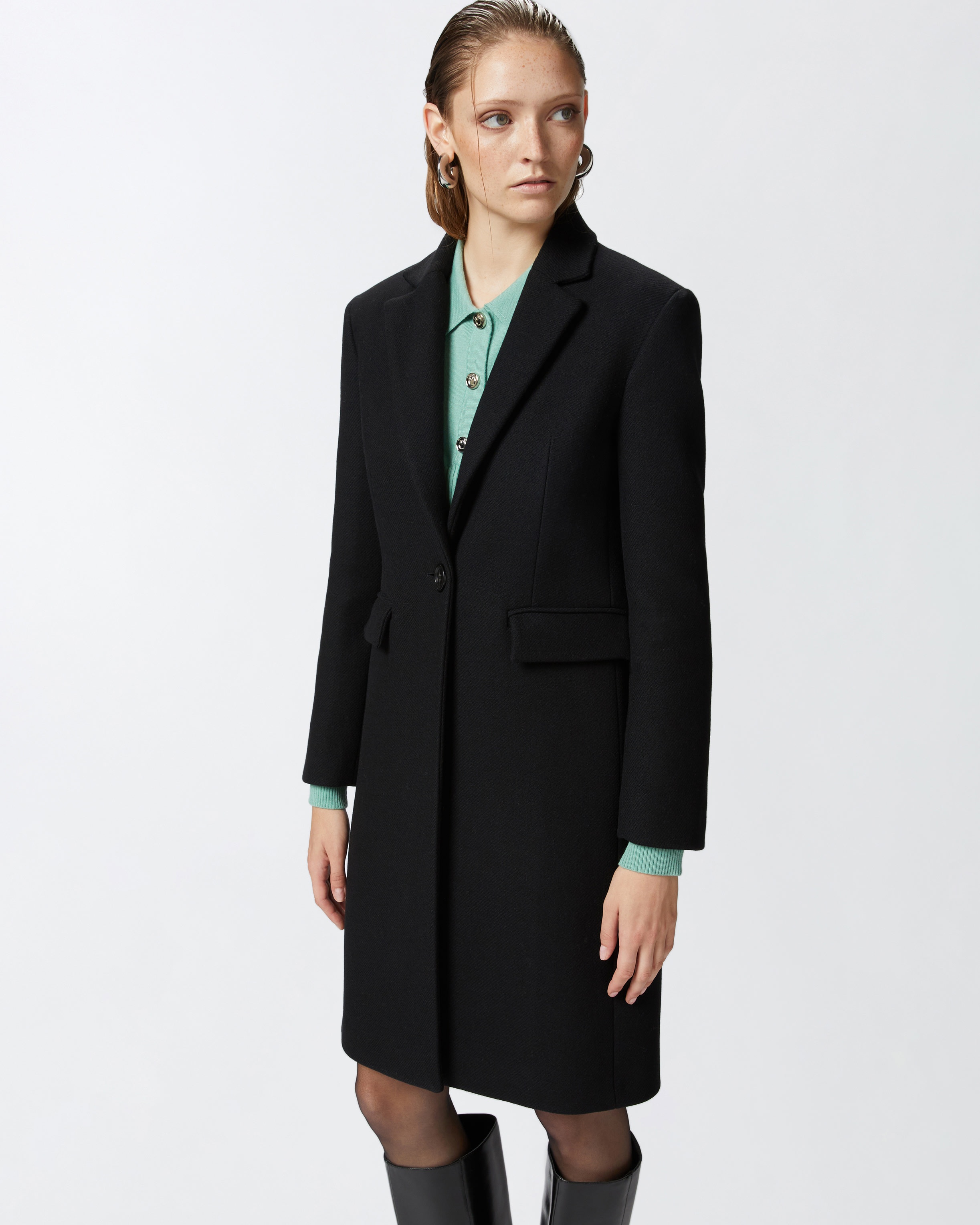 SINGLE-BREASTED WOOL-BLEND CLOTH COAT - 3