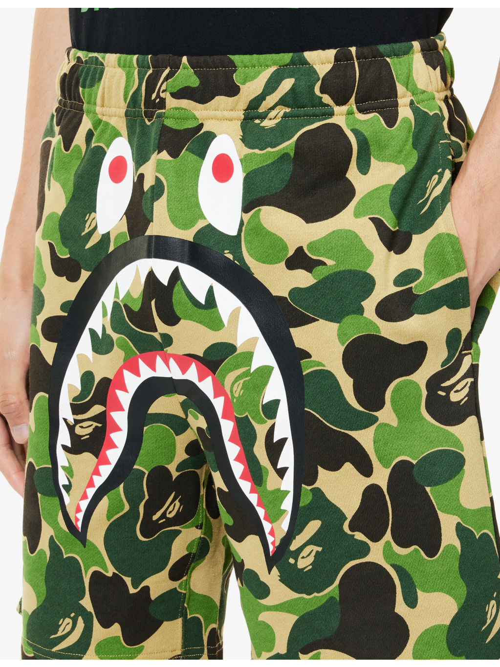Camo Shark Printed Cotton Sweat Shorts - 5