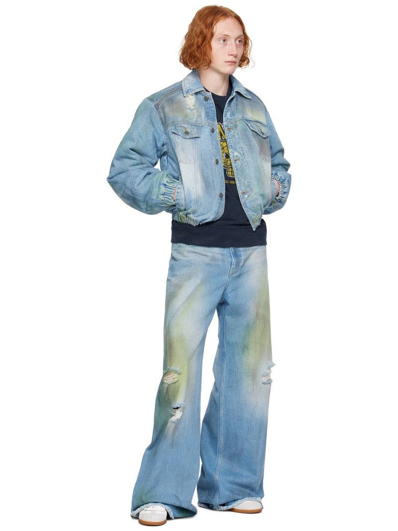 EGONLAB Blue Padded Denim Bomber Jacket outlook