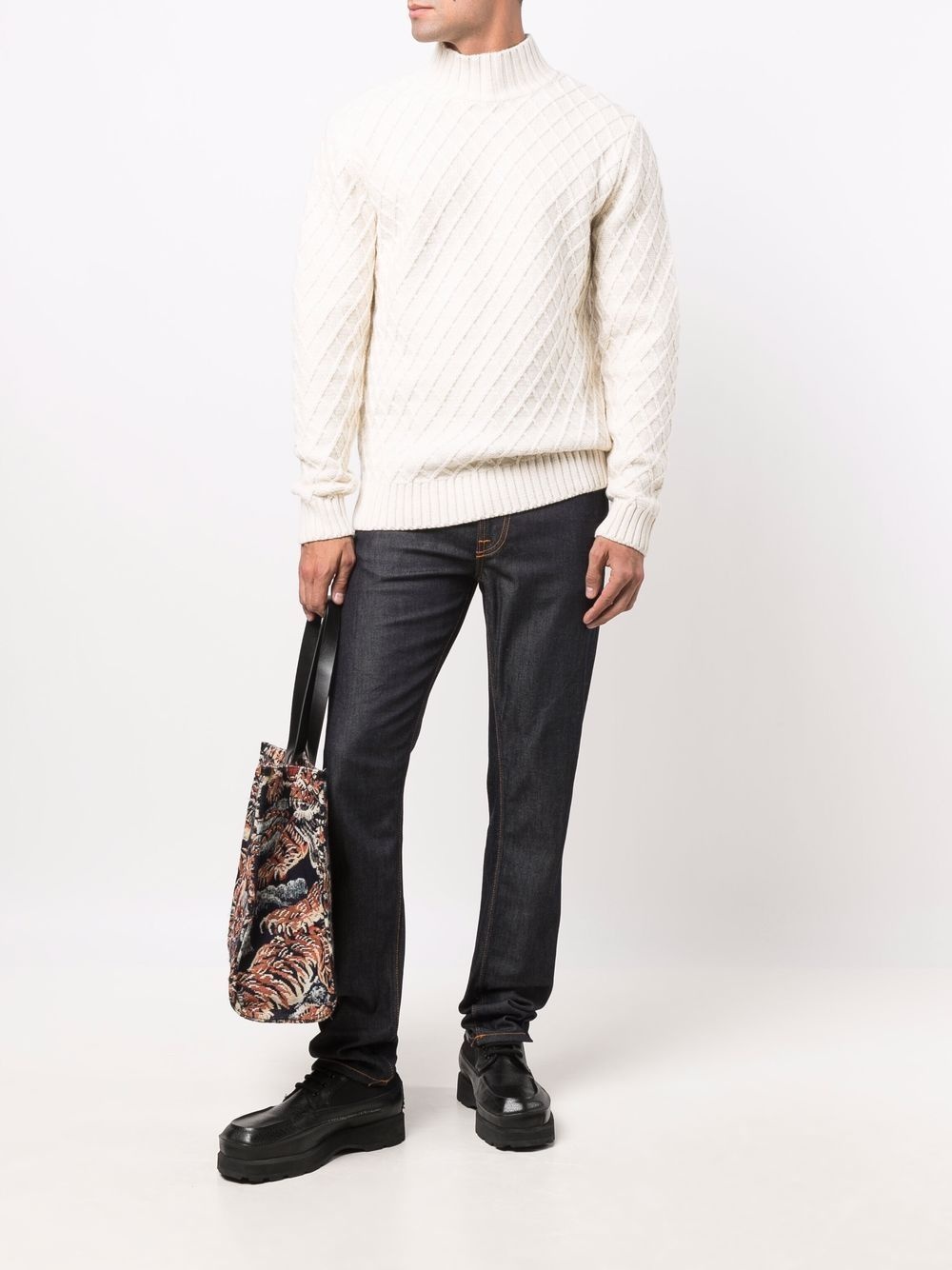 ribbed high neck jumper - 2