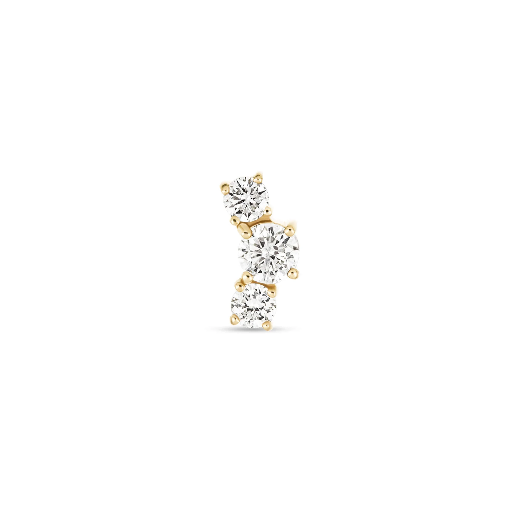 LAB-Created Three Diamond Piercing Earring - 1