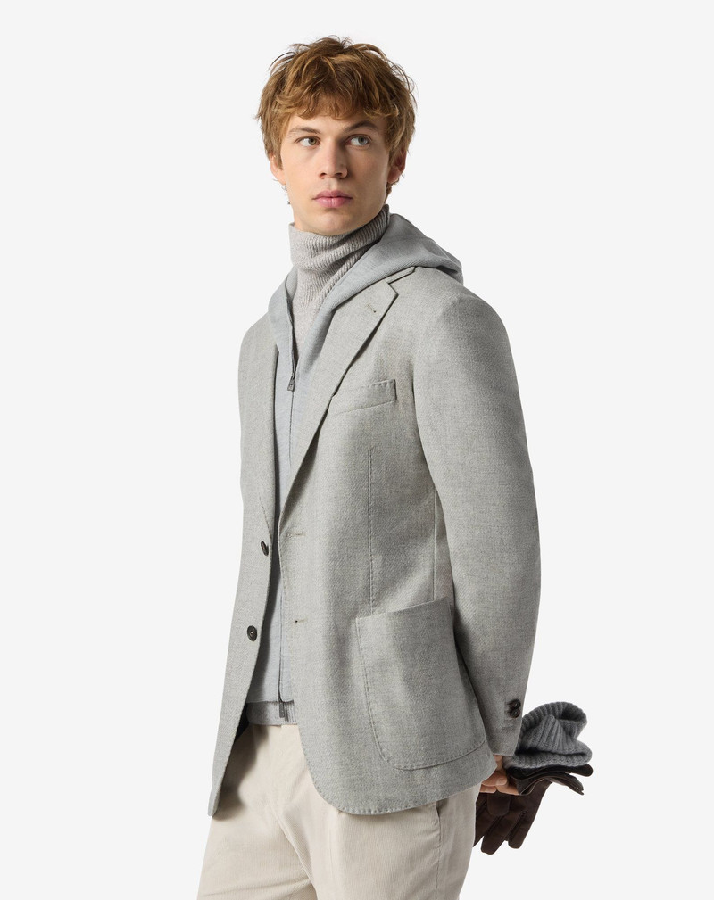CORNELIANI Beige/grey wool and cashmere jacket with detachable vest outlook