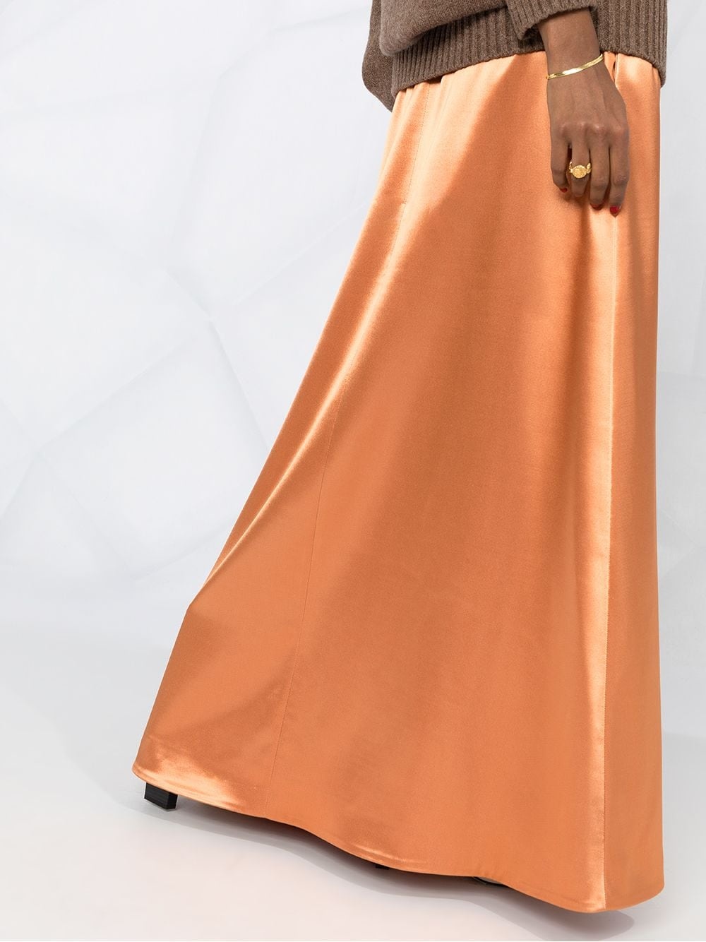 satin-finish long skirt - 5