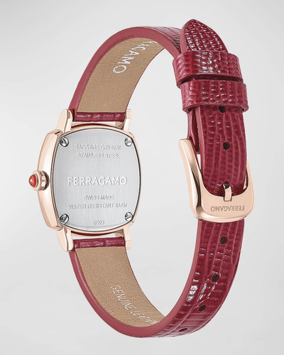 FERRAGAMO 23mm Ferragamo Soft Square Watch with Leather Strap, Rose Gold outlook