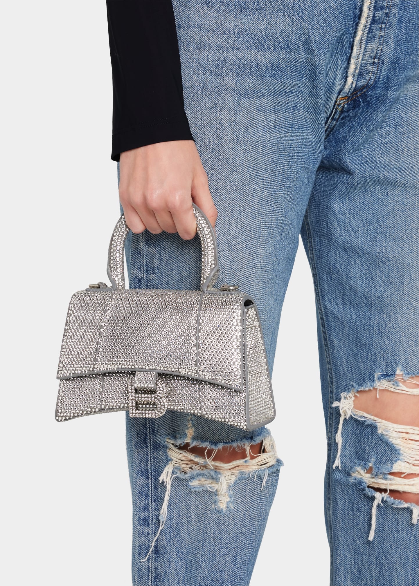 Hourglass XS Strassed Top-Handle Bag - 2