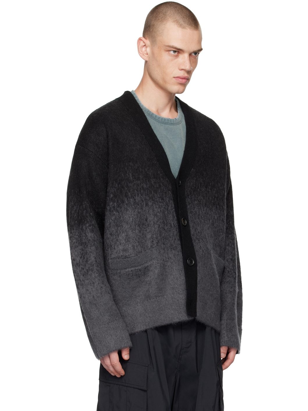 Black & Gray Gradient Cardigan - 2