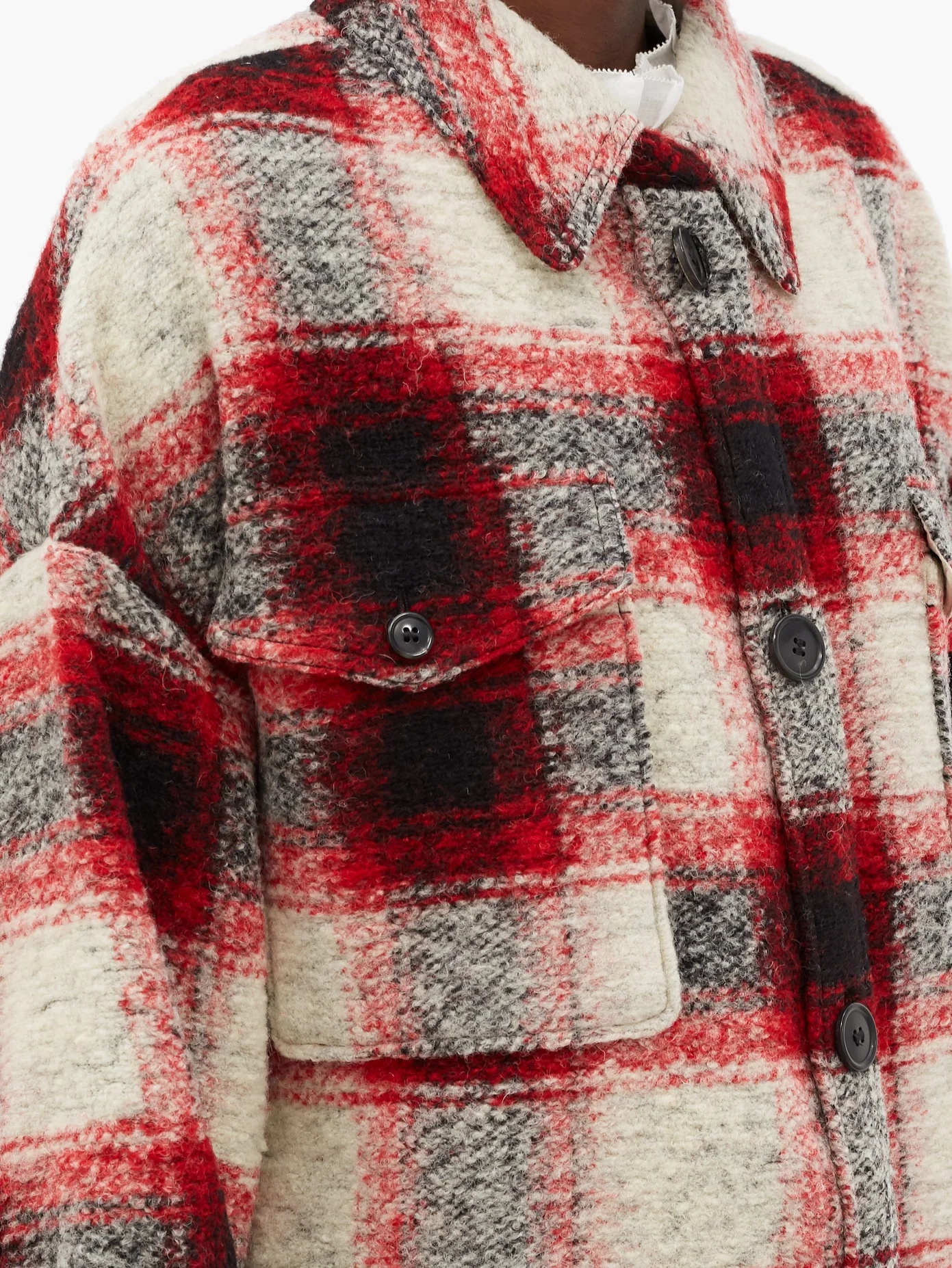 Gabrion single-breasted checked wool-blend coat - 3