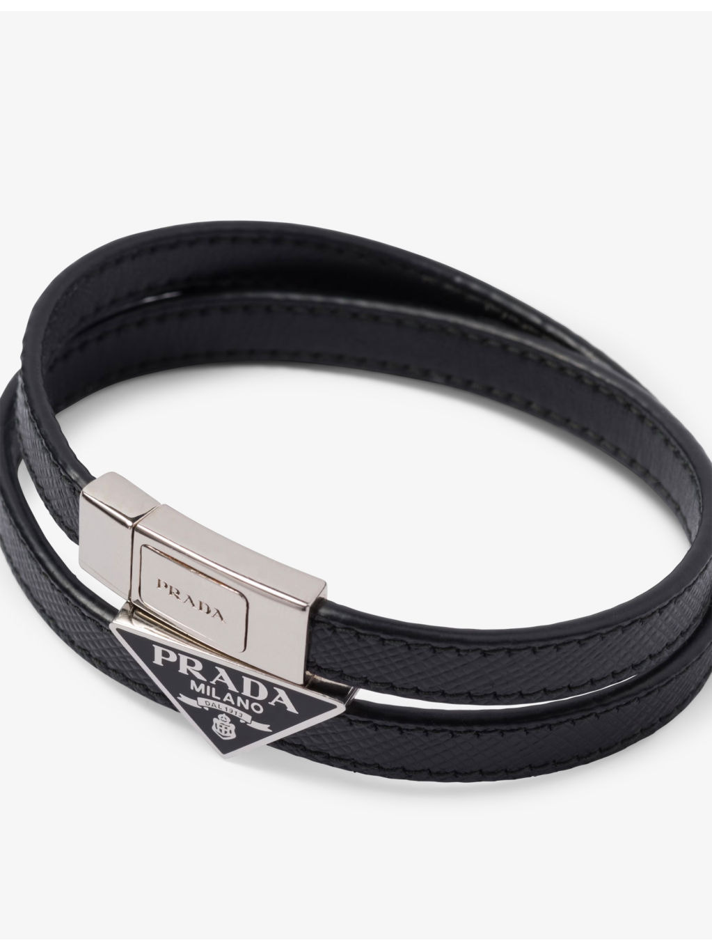 Logo-plaque Saffiano-leather bracelet - 2