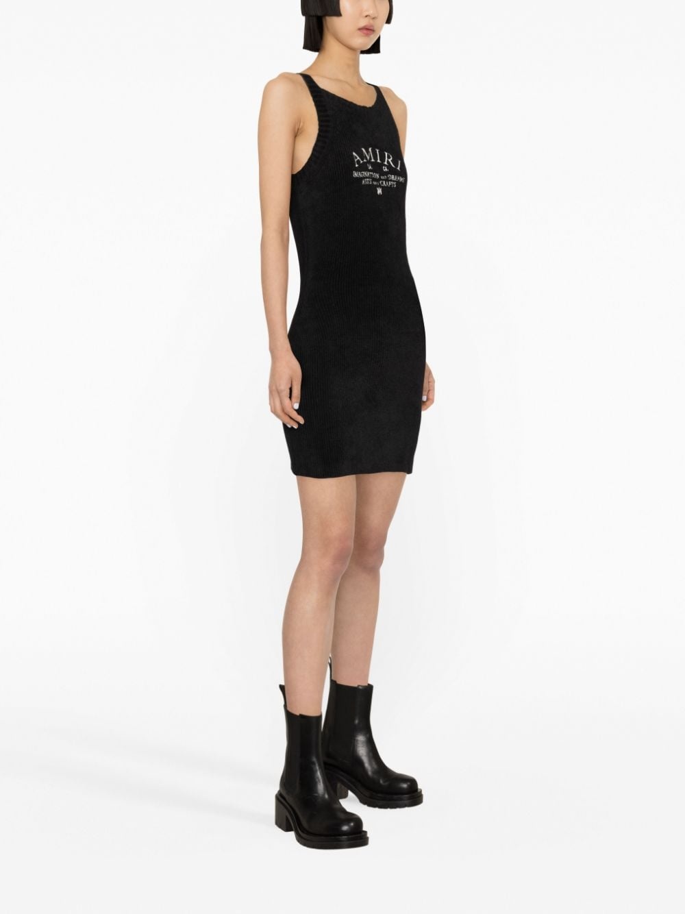 logo-embroidered knitted minidress - 6