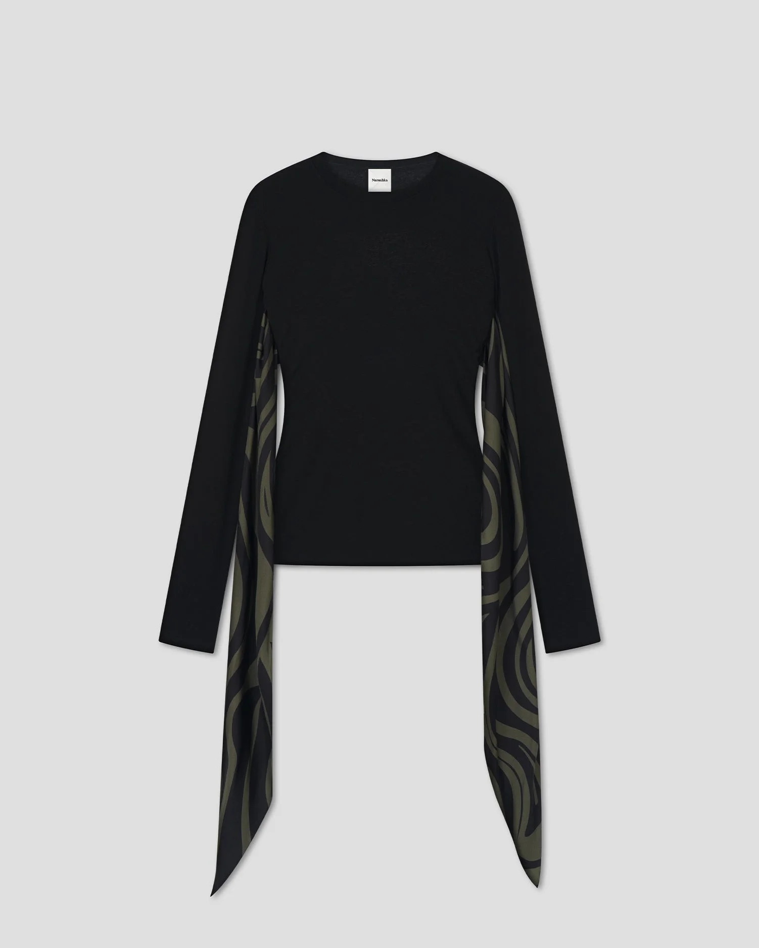 Mesh Jersey And Twill Silk Long-Sleeved Top - 1