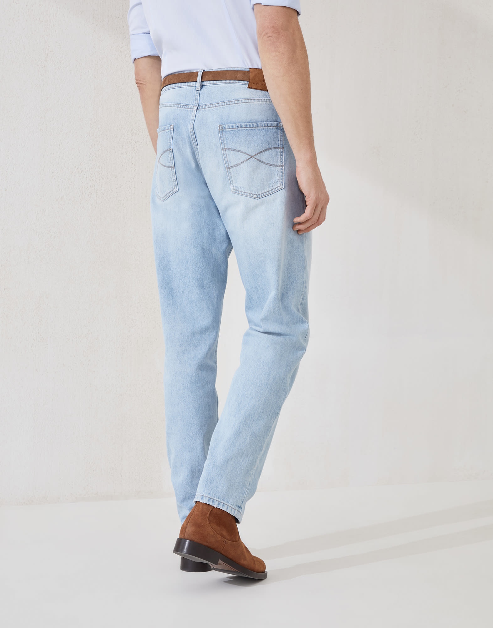 Denim iconic fit five-pocket trousers with rips - 2