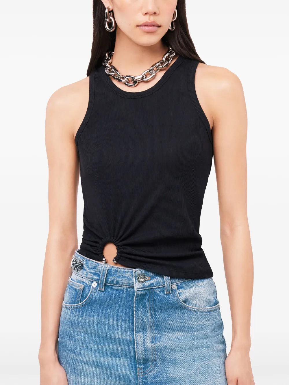 Asymmetrical Tank Top With Gathered Detail - 4