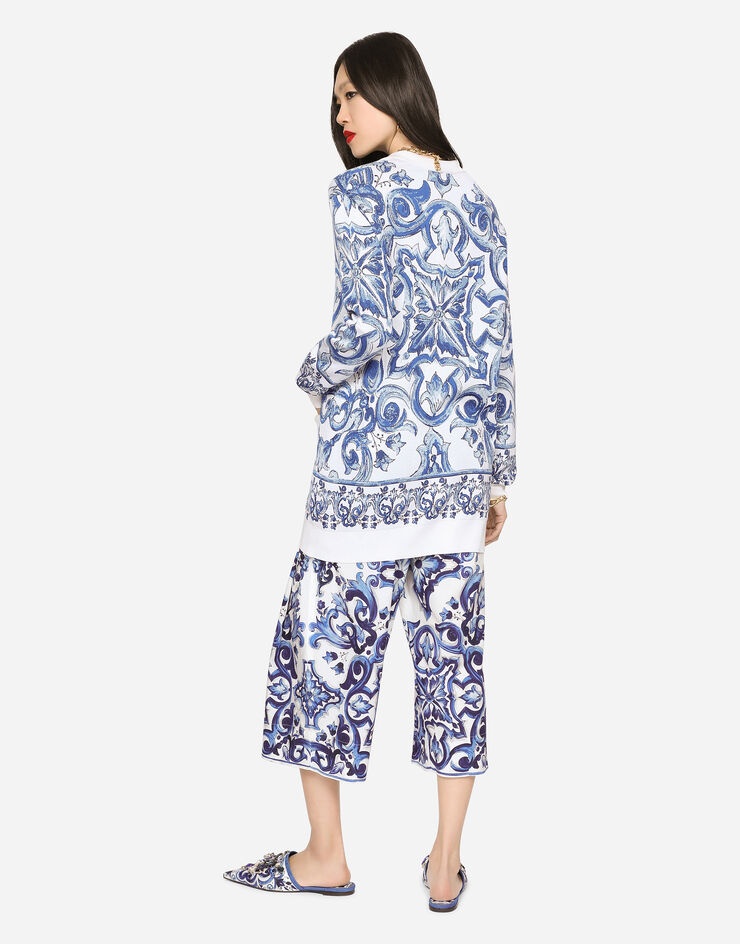 Majolica-design silk jacquard cardigan - 4