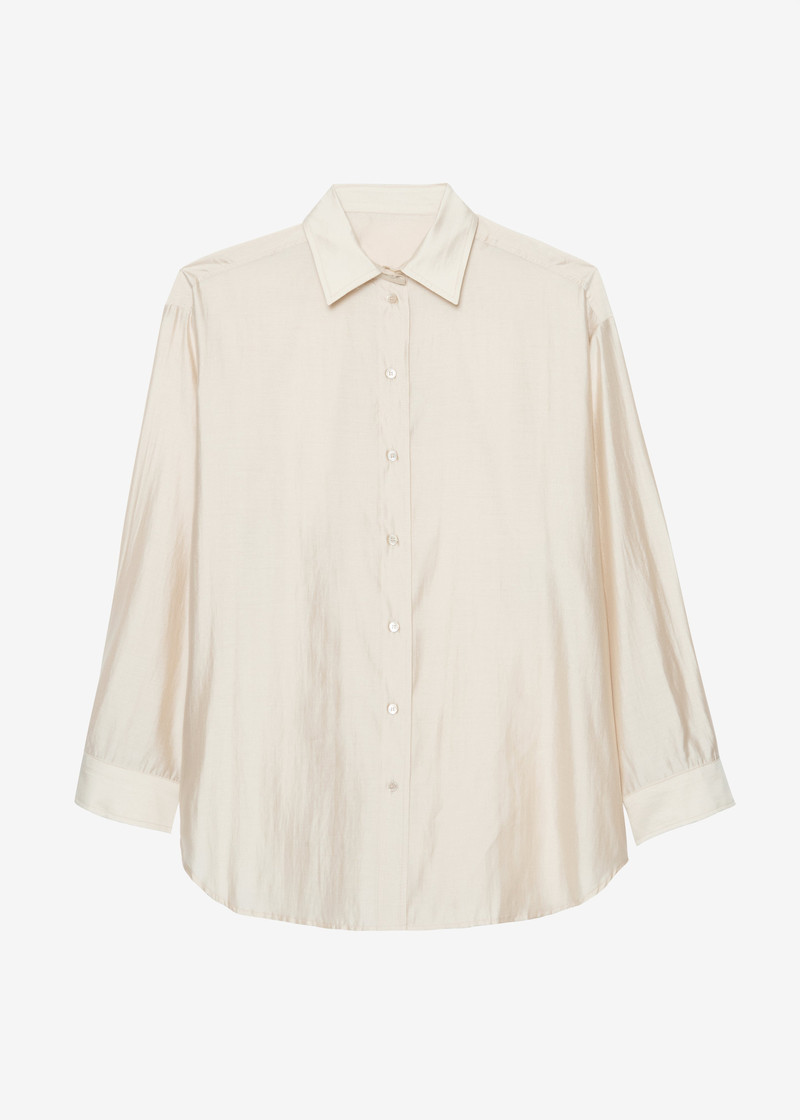 Ola Semi-Sheer Button Up Shirt - Ivory 1
