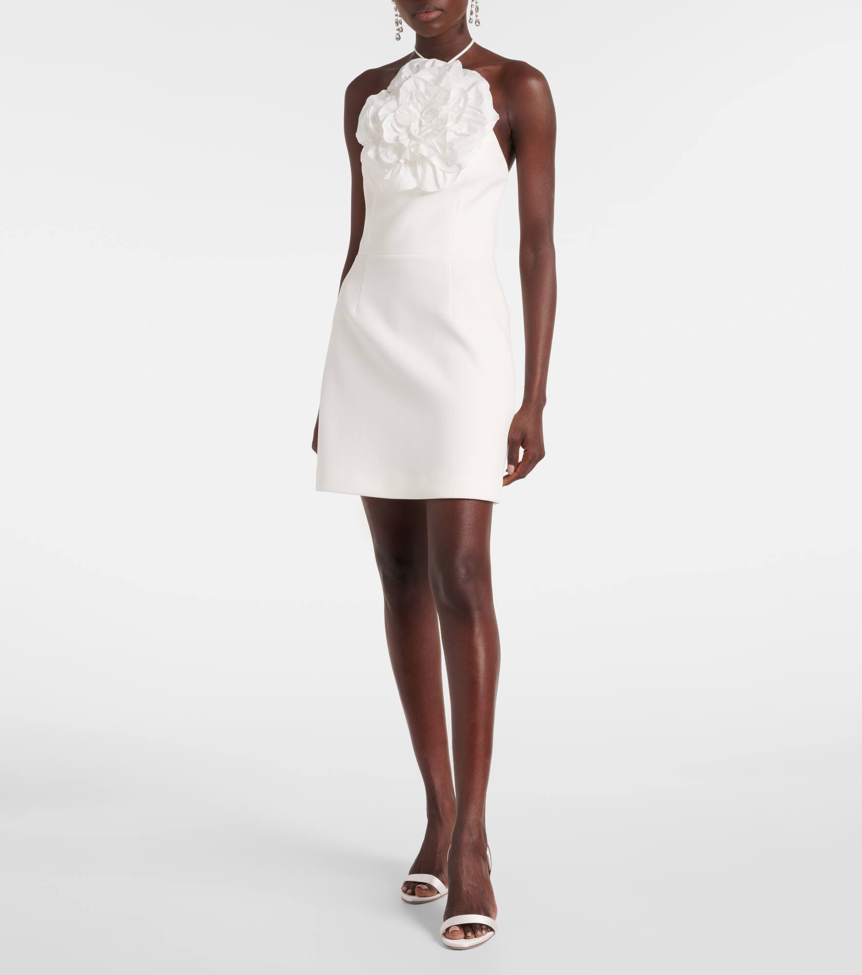 Odetta floral-appliqué halterneck minidress - 2