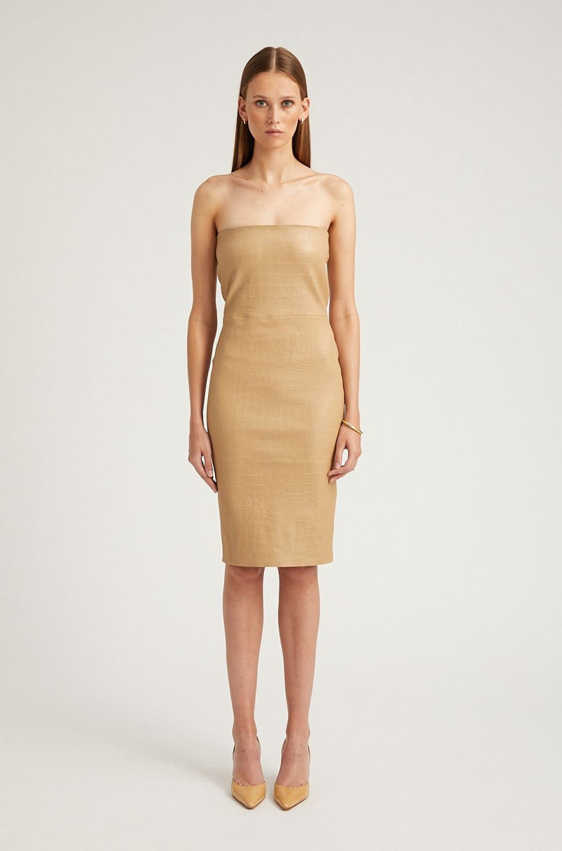 SAHARA EMBOSSED LEATHER PENCIL DRESS 1