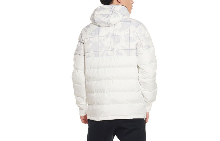 Nike LeBron Hybrid Stay Warm Plaid hooded Half Zipper Pullover Down Jacket White AT3905-121 - 2