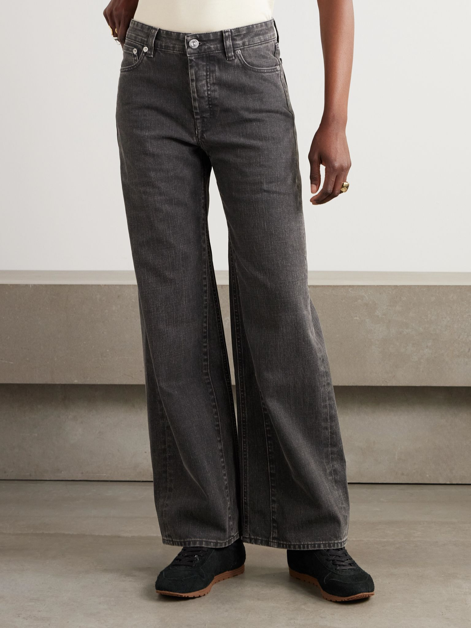 Treble Cut paneled high-rise wide-leg jeans Gray - 3