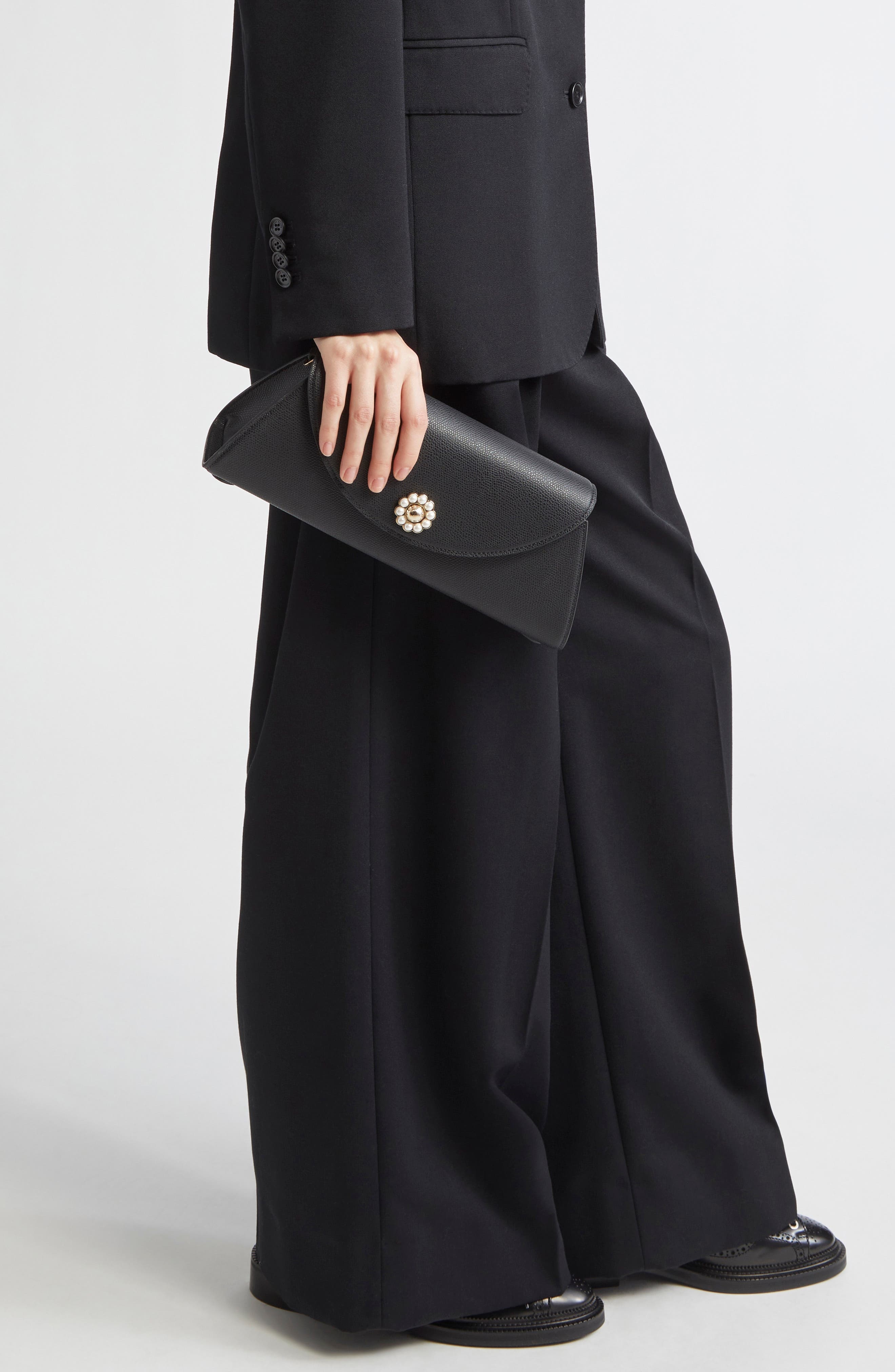 Simone Rocha Pochette Valentine Leather Shoulder Bag in Black/Pearl at Nordstrom - 3