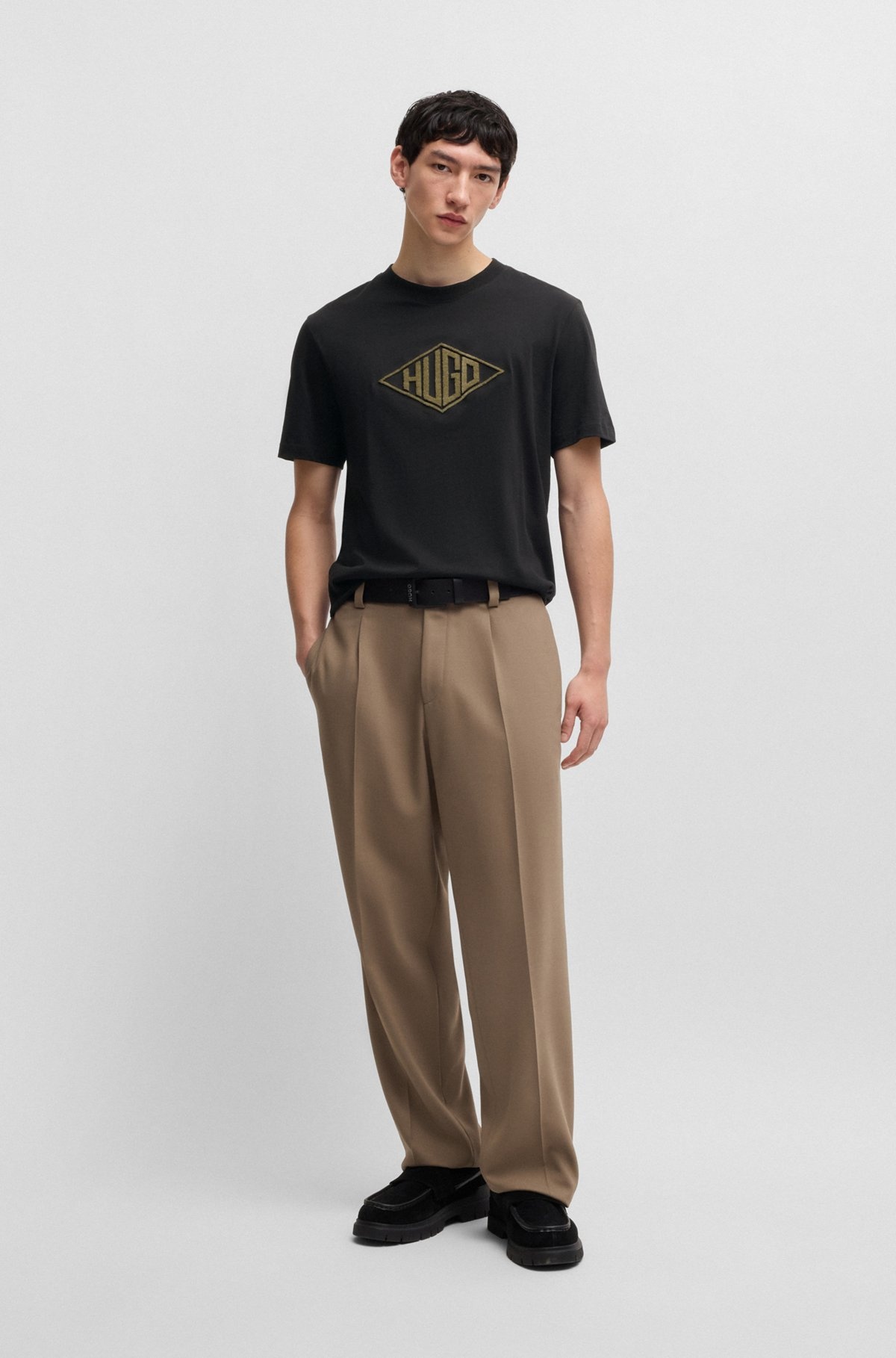 COTTON-JERSEY T-SHIRT WITH GEOMETRIC LOGO EMBROIDERY - 4