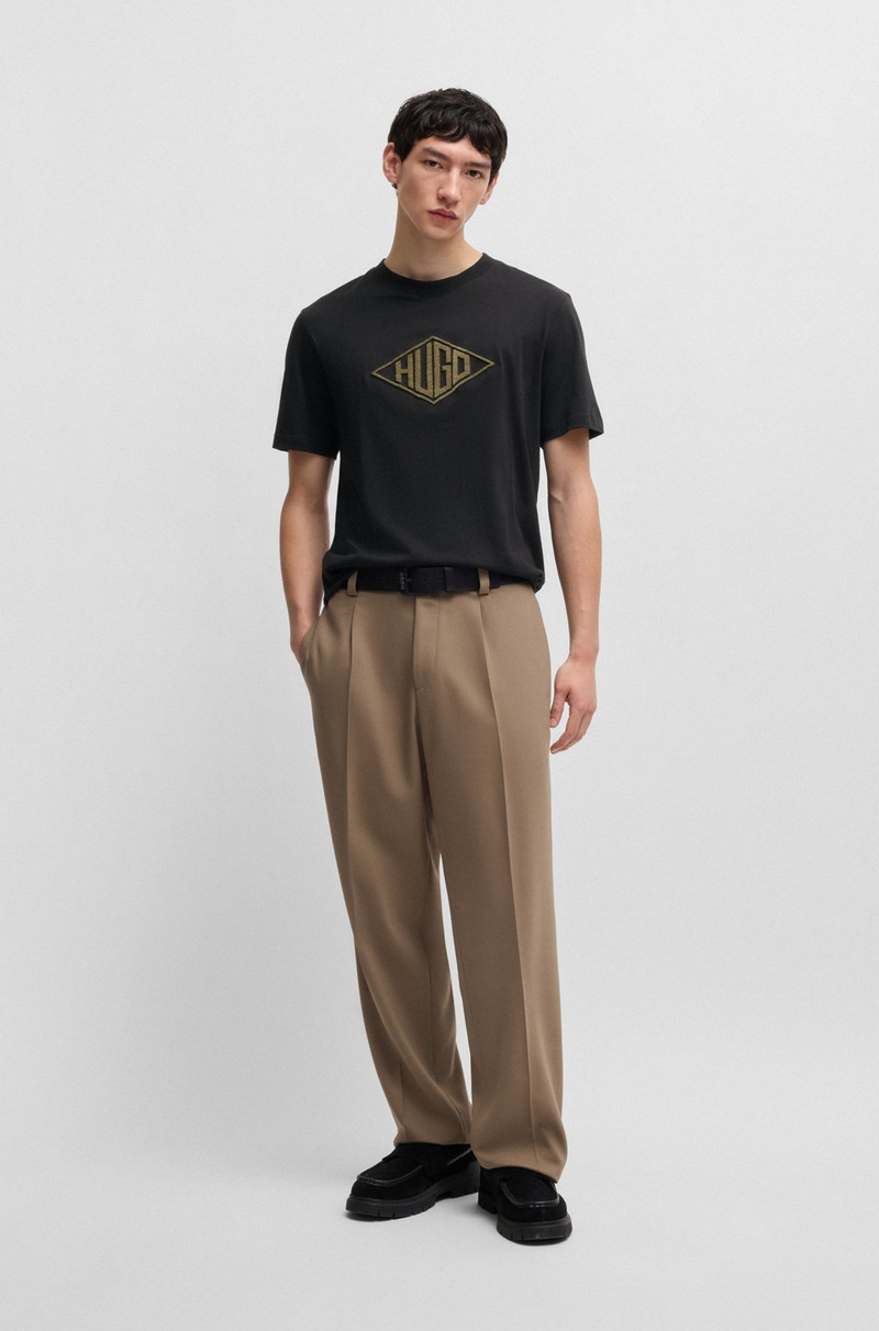 HUGO COTTON-JERSEY T-SHIRT WITH GEOMETRIC LOGO EMBROIDERY outlook