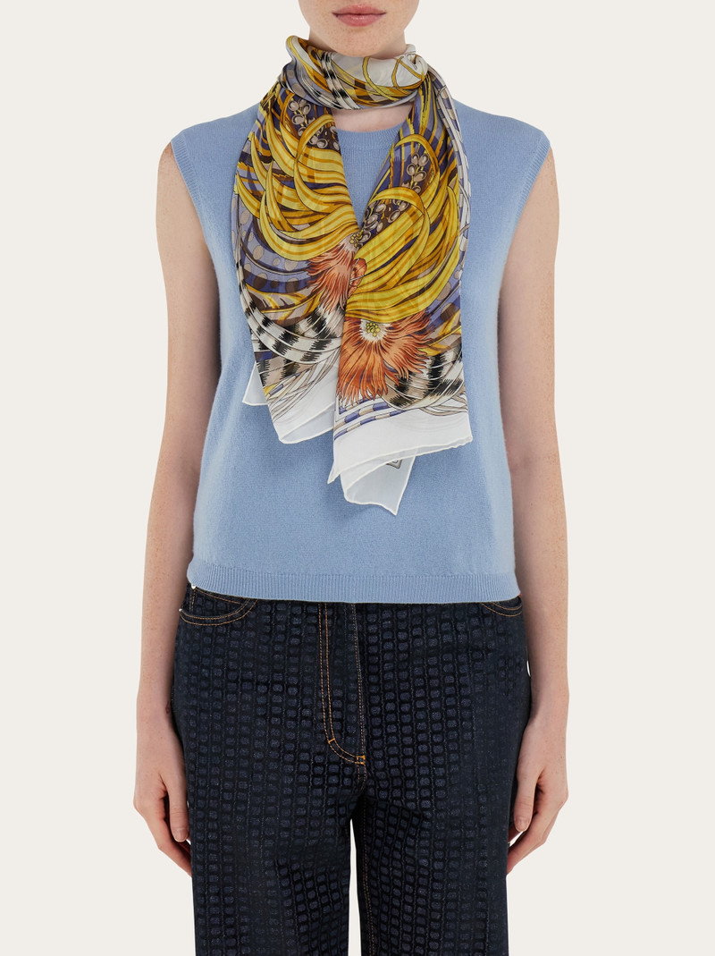 Rooster print silk scarf 3
