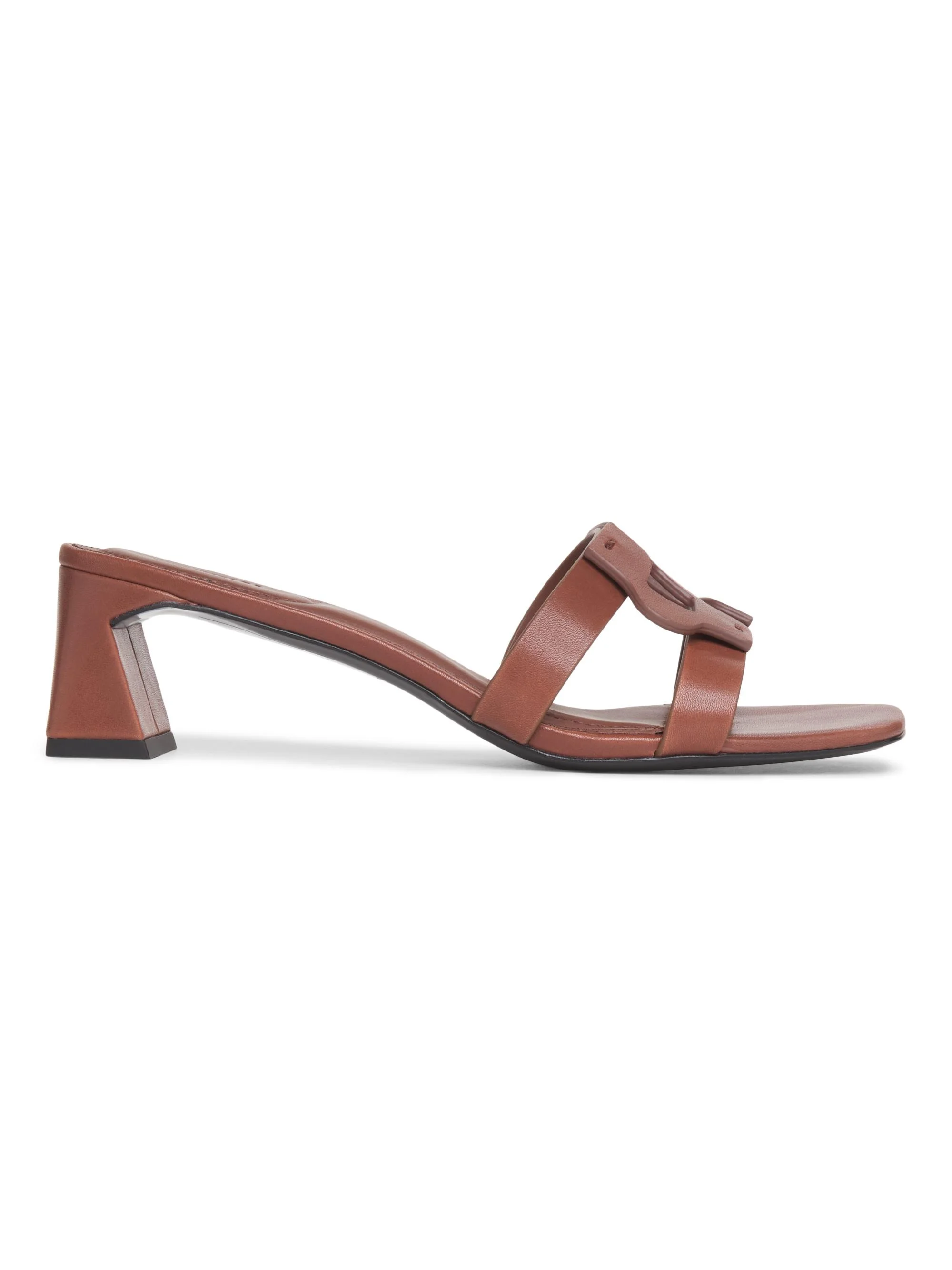 Women's Monogram 50MM Leather Block-Heel Sandals - Sable - 1