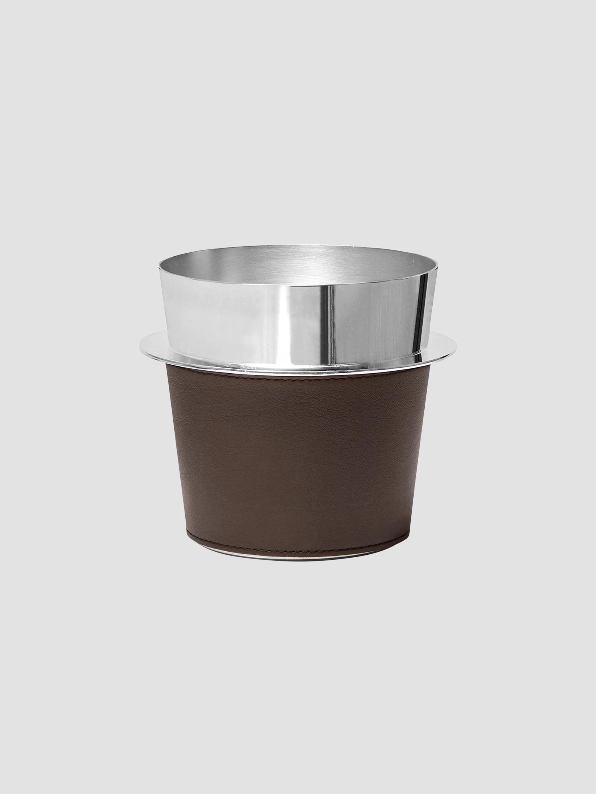 Silver-Plated Steel and Leather Ice Bucket - Cigar - 1