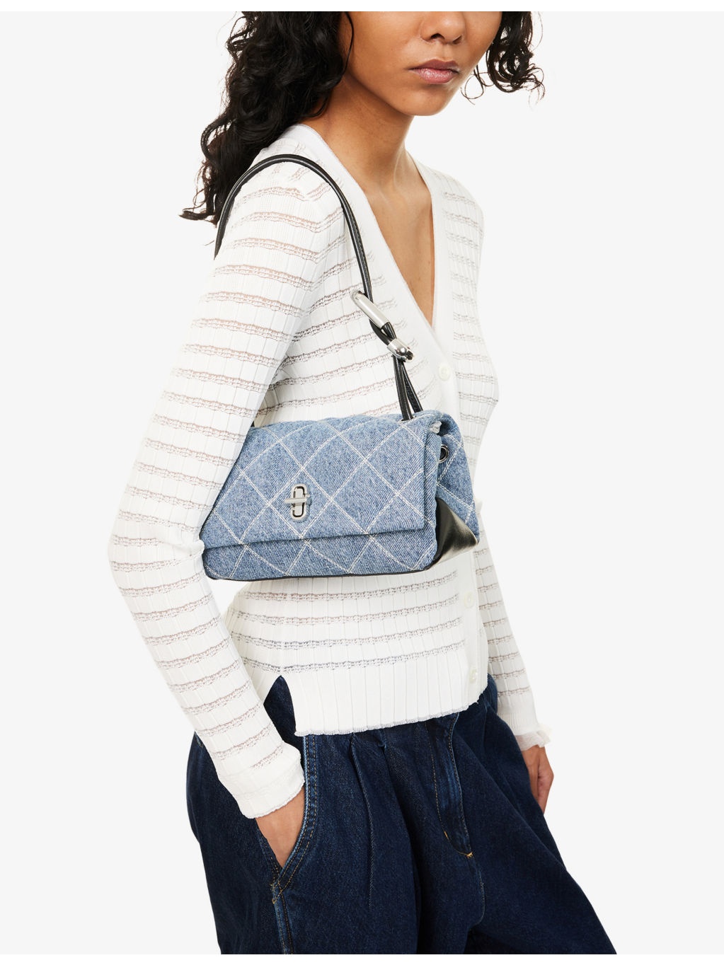 The Quilted Mini Denim Shoulder Bag - 2