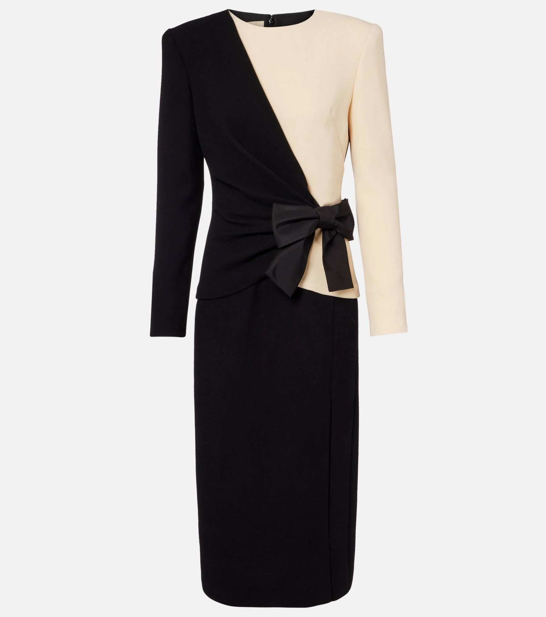 Silk-trimmed virgin wool midi dress - 1