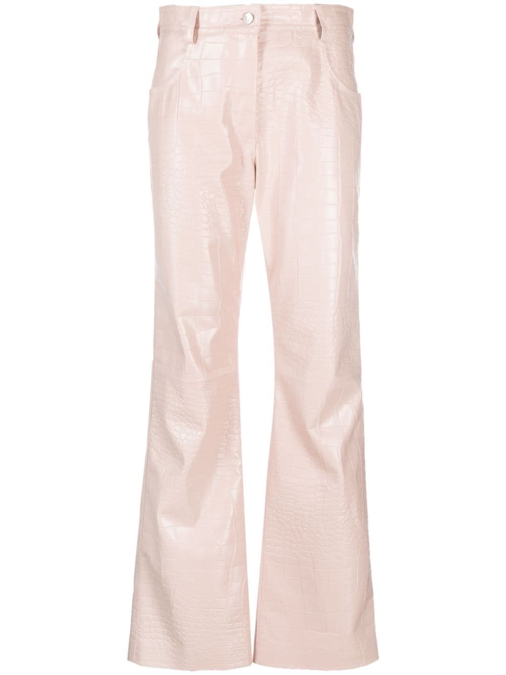embossed-crocodile flared trousers - 1