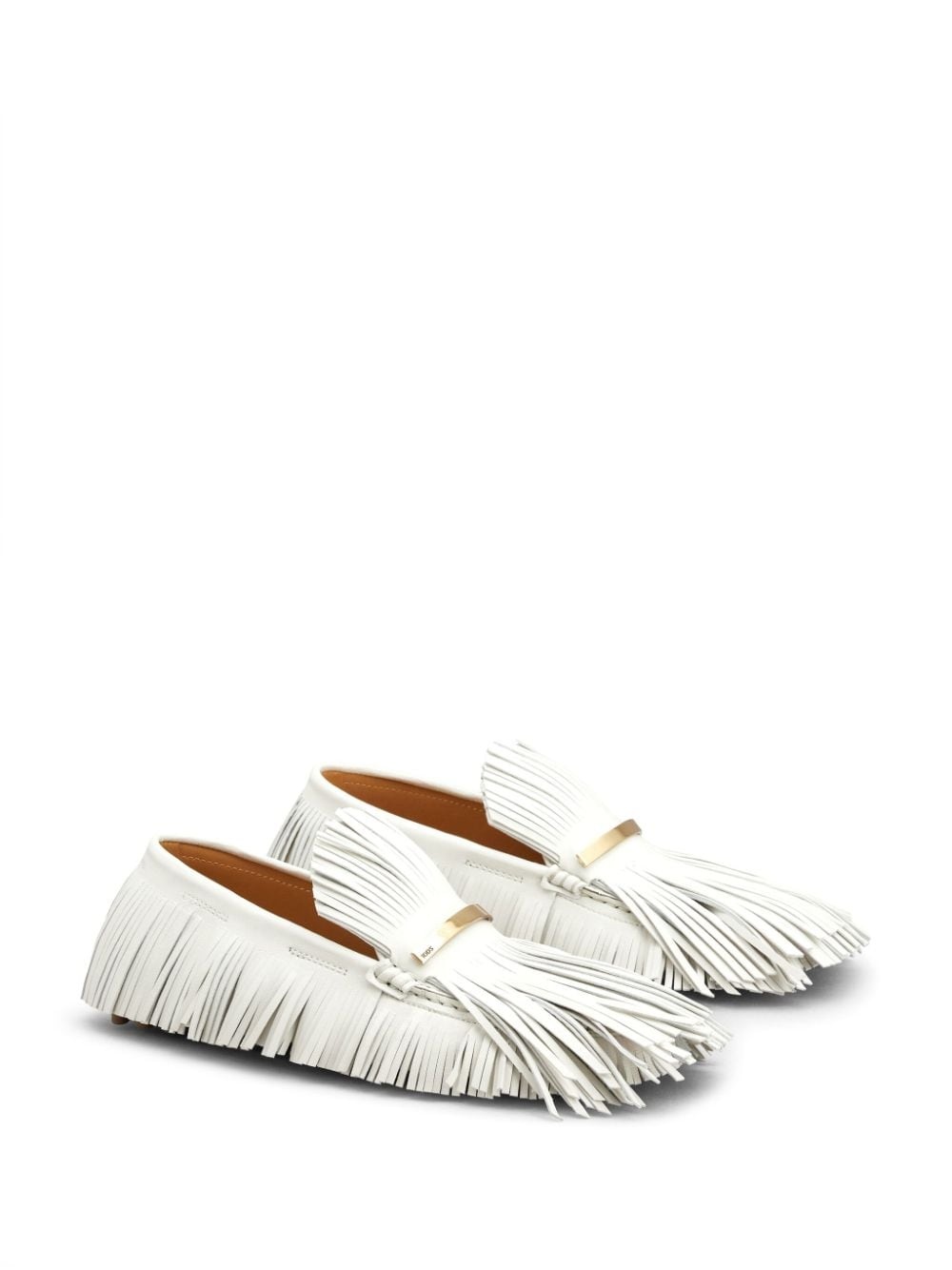 logo-plaque franged leather loafers - 2