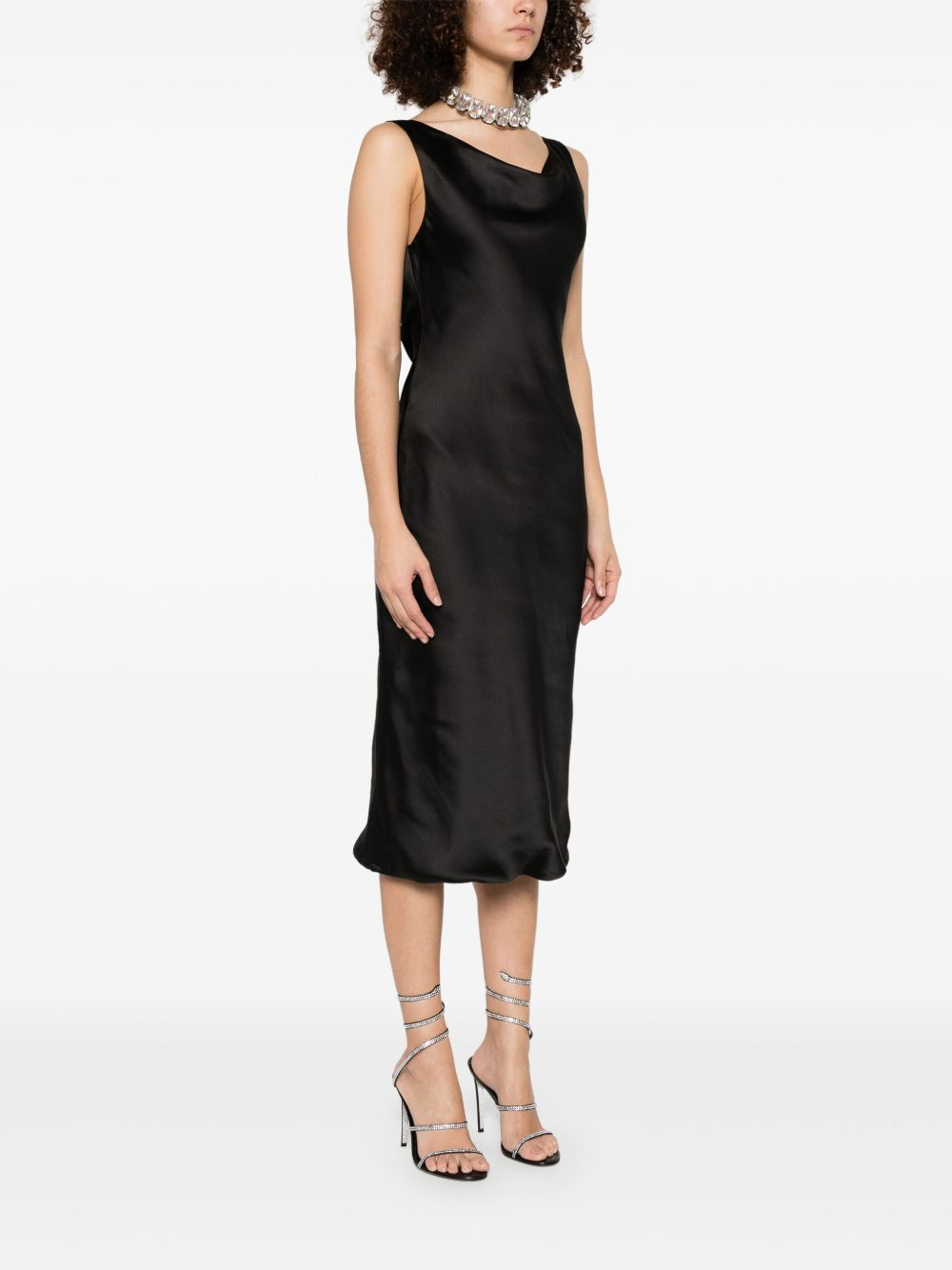 drape-neck midi dress - 3