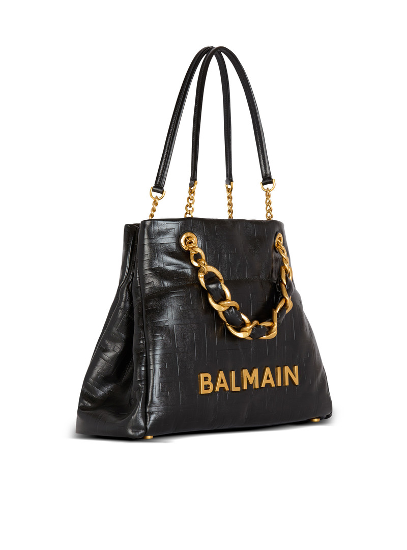 1945 Soft tote bag in embossed crackled calfskin with a PB Labyrinth monogram 3