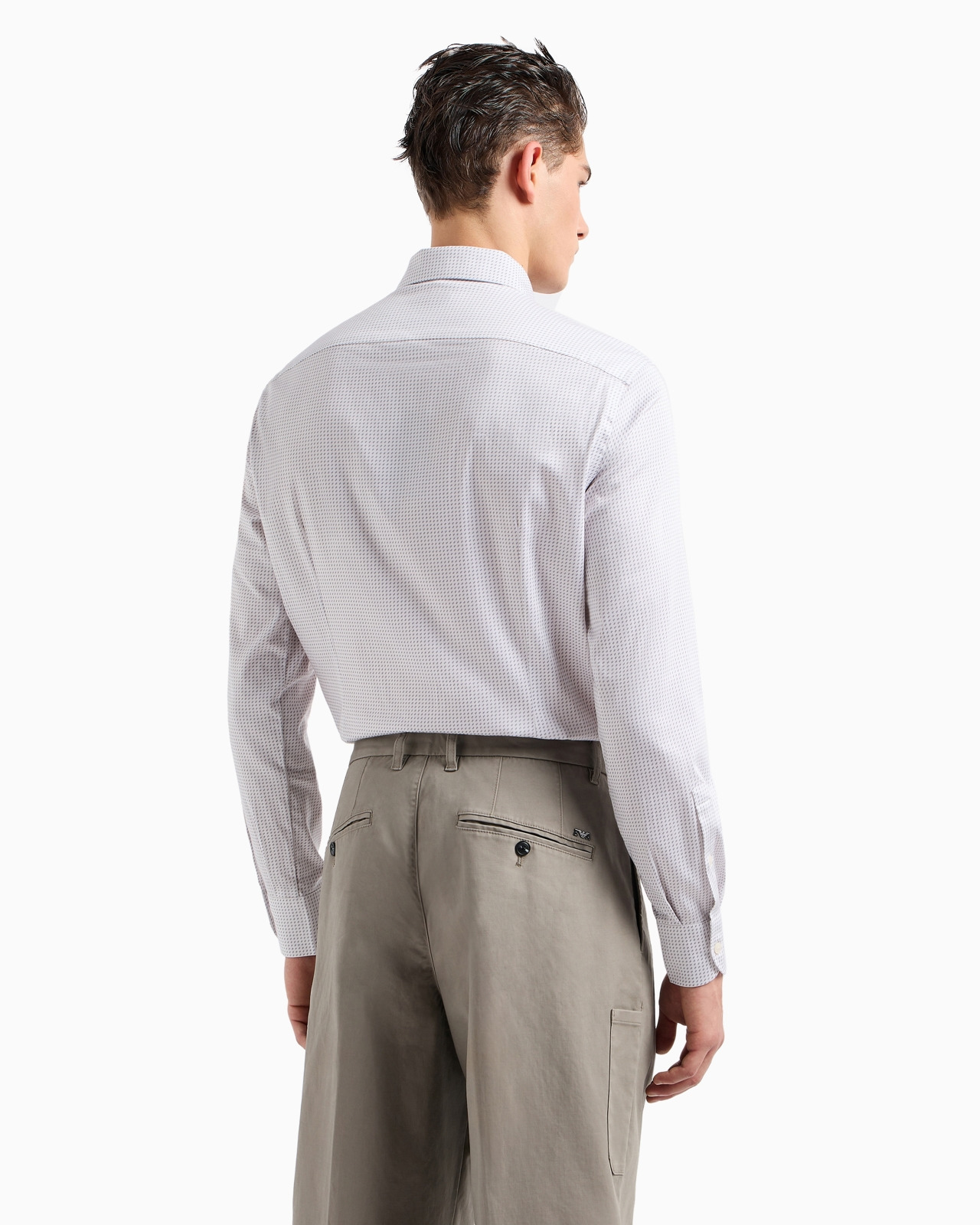 Printed-pattern stretch cotton shirt - 3