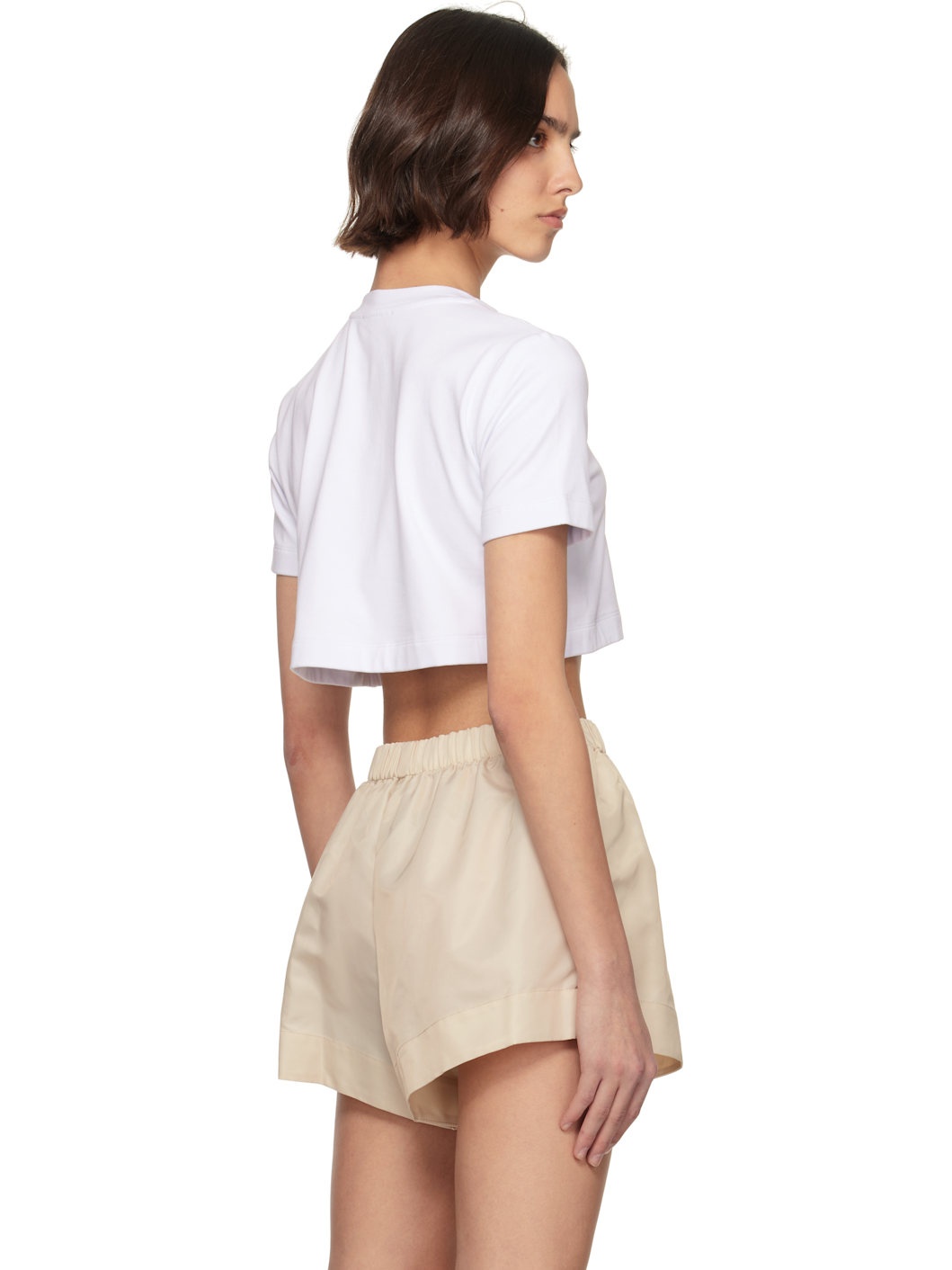 White Crystal Rosette Cropped T-shirt - 3