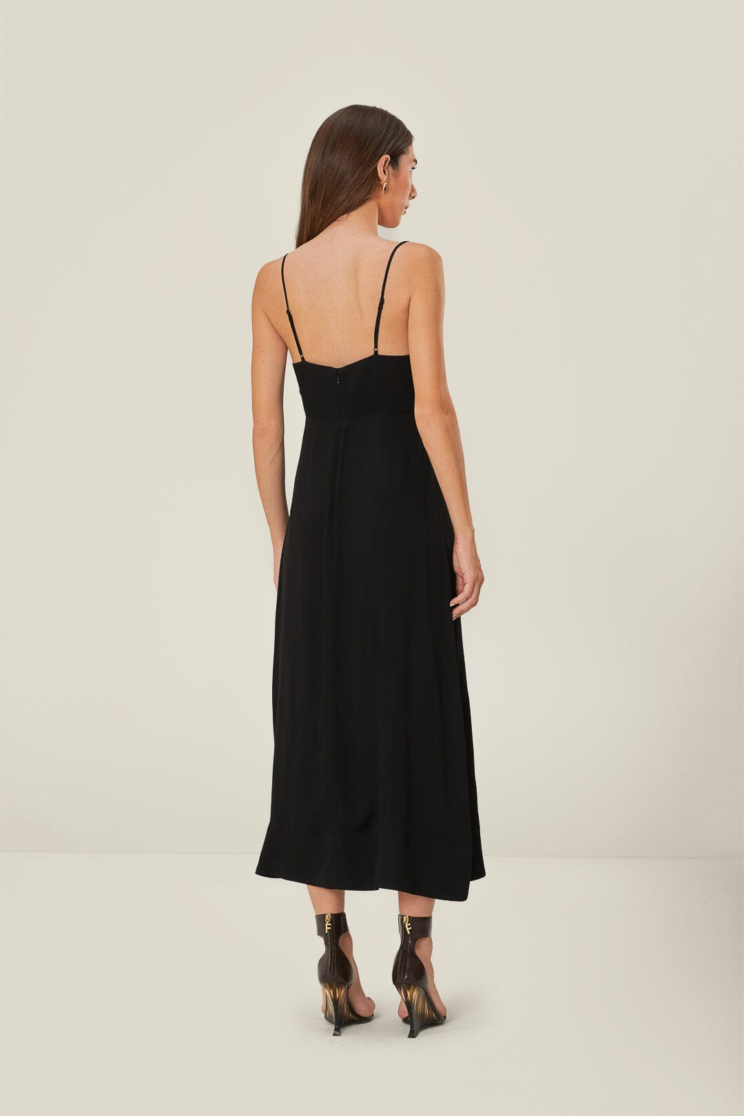 Black Flowered Bust Midi Dress - 4