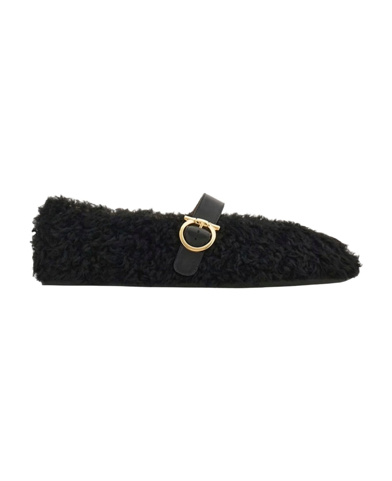 Gancini Ornamental Ballet Flats In Shearling - 1