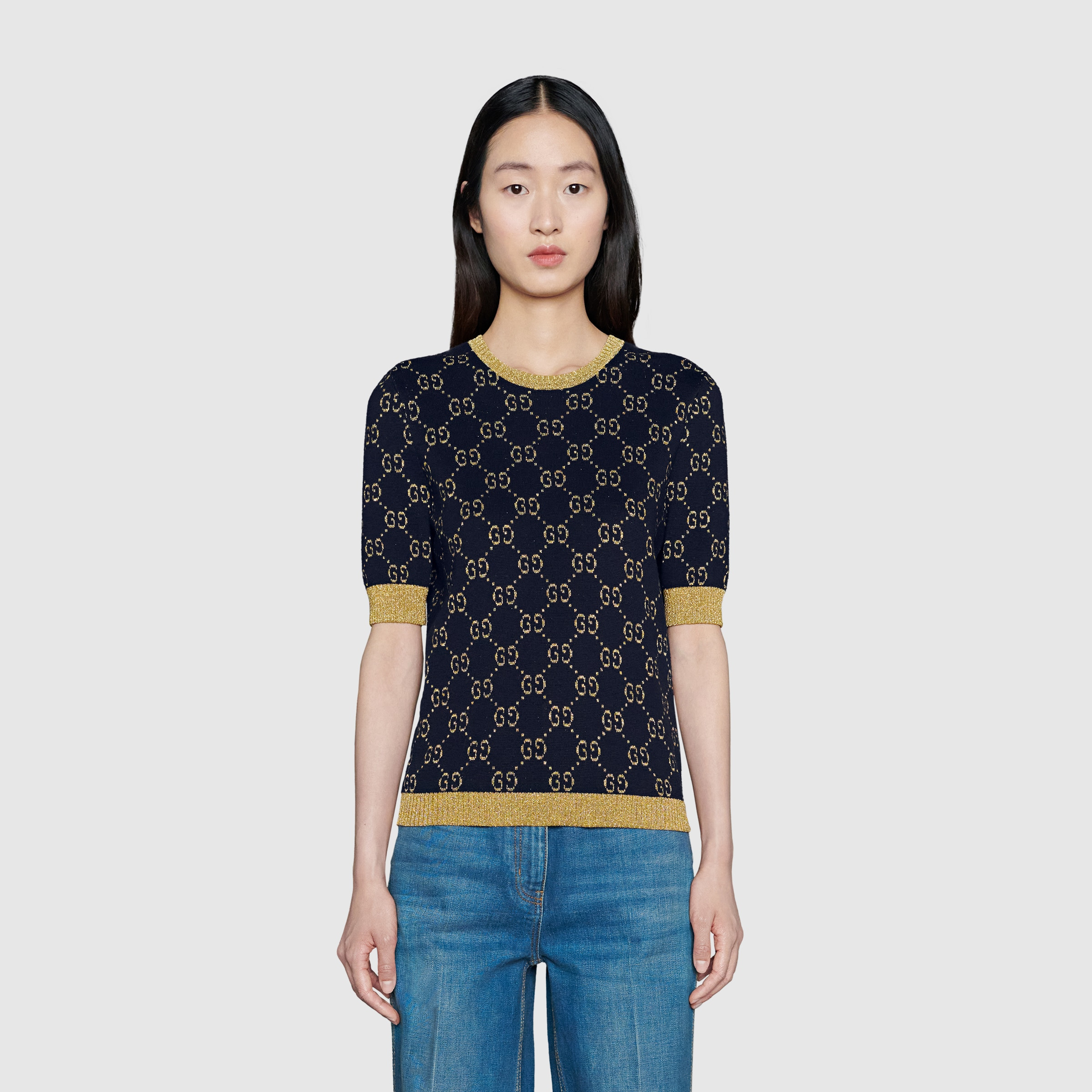 GG cotton lamé top - 3