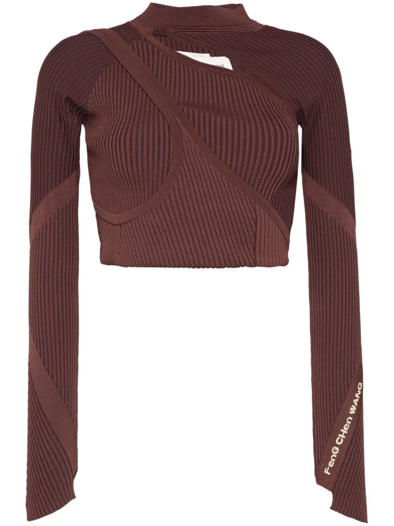 slash-neck knitted top 1
