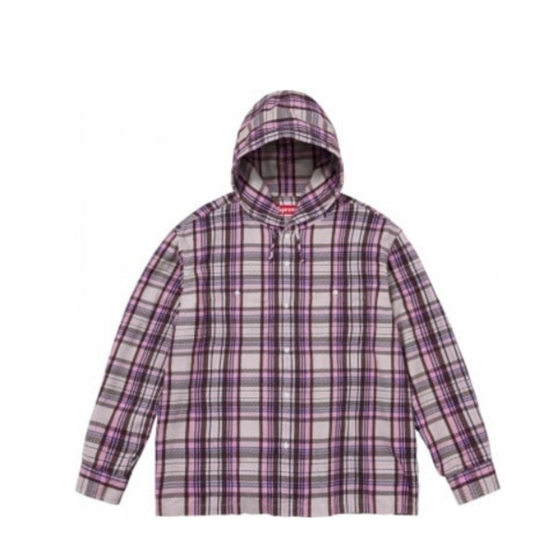 Supreme Printed Hooded Flannel Shirt 'Pink White' SUP-SS24-189 - 1