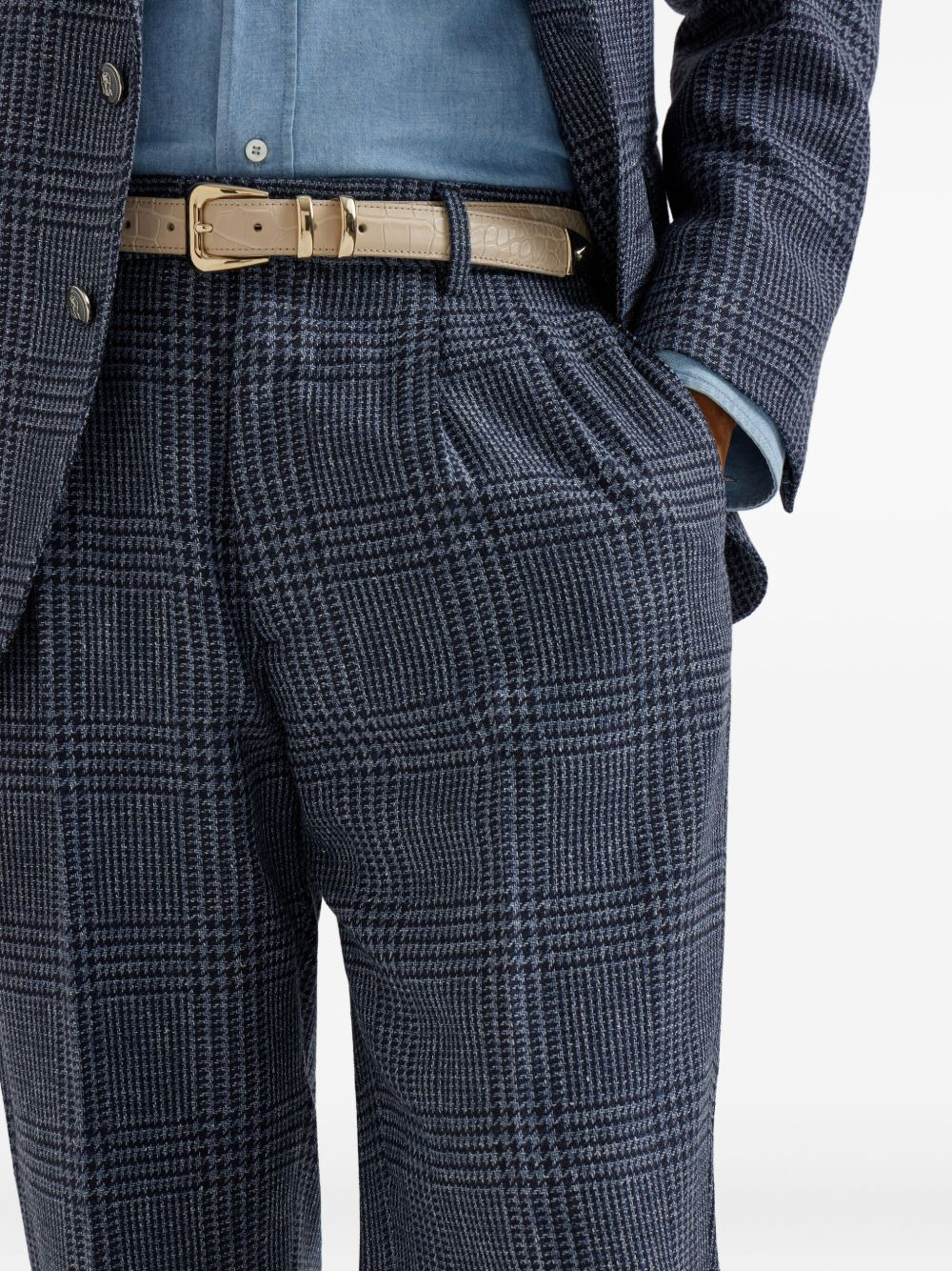 Prince of Wales double-pleated check trousers - 5