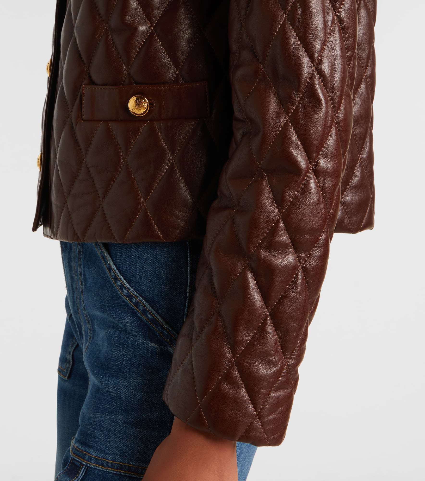 Amy cropped quilted leather jacket - 5