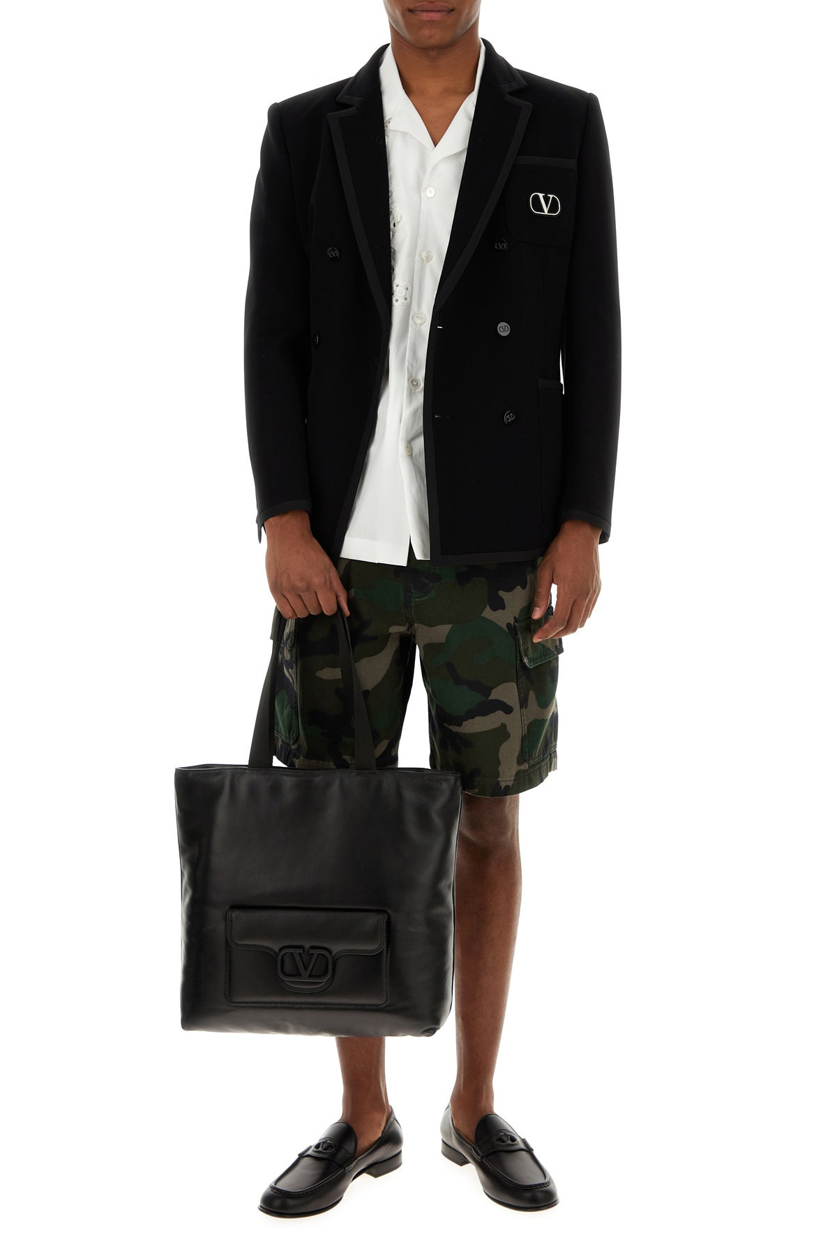 Black nappa leather shopping bag - 5