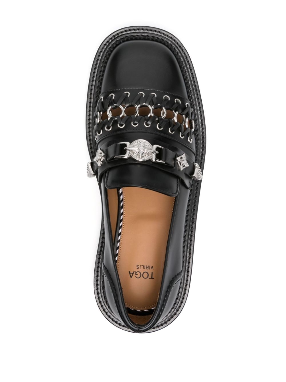 stud-embellished leather loafers - 4