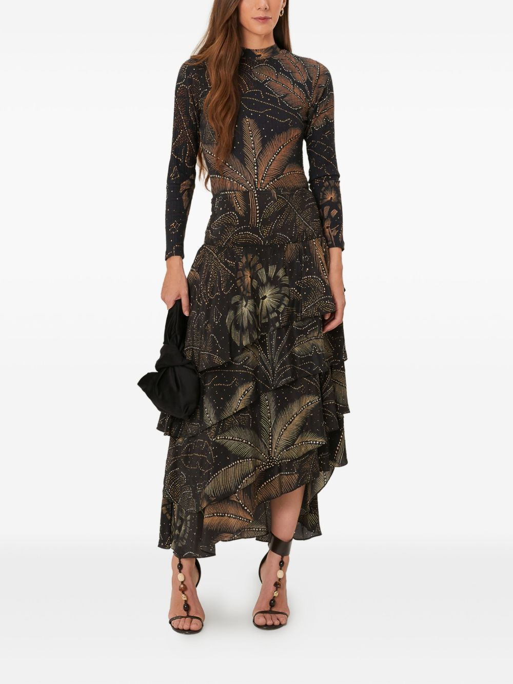 leaf-print ribbed top - 2
