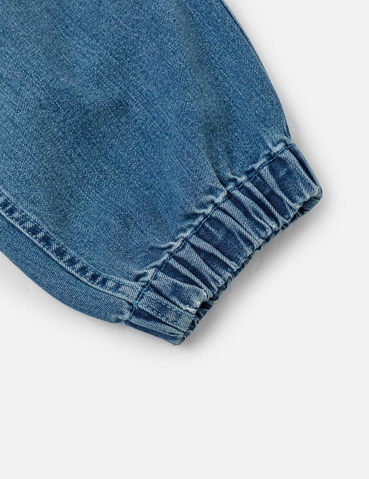 Seagull and Logo Print Loose Fit Denim Joggers - 11